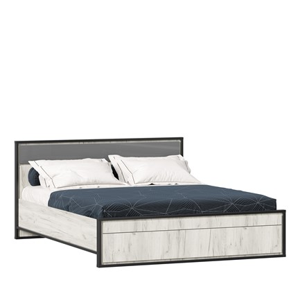 Кровать 2-спальная Техно 1600 (С основанием) Дуб крафт белый/Серый шифер 678.140 в Элисте - изображение