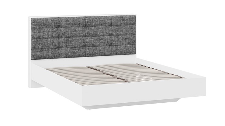 Двуспальная кровать Тесса (Белый Жемчуг/Рогожка серая) в Элисте - изображение 1