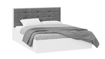 Кровать в спальню с подъемным механизмом Тесса (Белый Жемчуг/Рогожка серая) в Элисте
