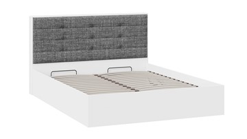 Кровать в спальню с подъемным механизмом Тесса (Белый Жемчуг/Рогожка серая) в Элисте - предосмотр 1
