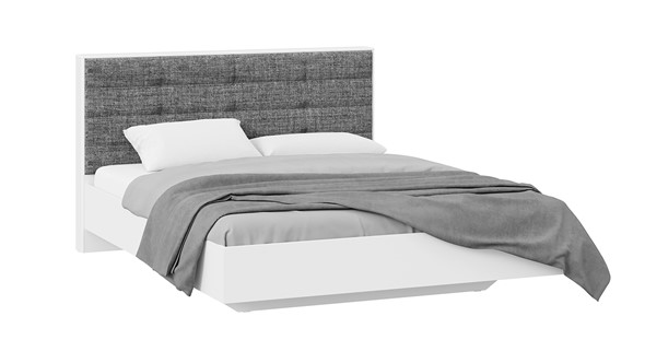 Двуспальная кровать Тесса (Белый Жемчуг/Рогожка серая) в Элисте - изображение