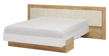 Двуспальная кровать Тоскана 1600 с декором (Дуб крафт золотой/Белый поры глубокие) с основанием в Элисте