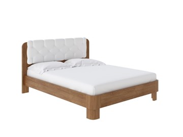 Двуспальная кровать Wood Home 1 180х200, Антик сосна/Экокожа Белый в Элисте