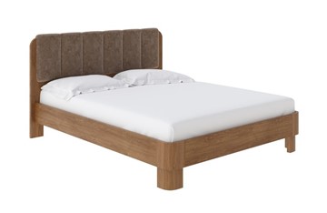 Кровать двуспальная Wood Home 2, 160х200, Флок (Антик (сосна) с брашированием/Бентлей Какао) в Элисте