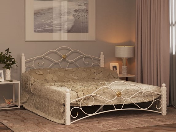 Двуспальная кровать Гарда 3, 160х200, белая в Элисте - изображение
