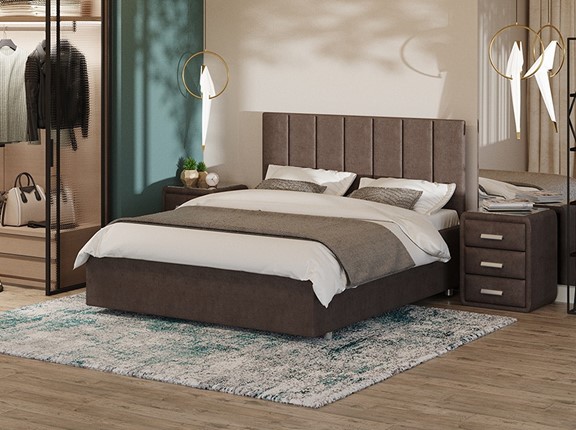 Двуспальная кровать Modern Large 200х200, Велюр (Лофти Кофейный) в Элисте - изображение