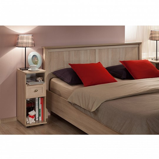 Кровать 1.5-спальная Sherlock 43 + 3.1 Основание с гибкими ламелями металл 1400, Дуб Сонома в Элисте - изображение 1