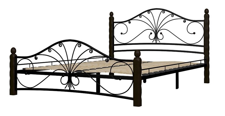 Кровать полутороспальная Фортуна 1, 1400, черный/шоколад в Элисте - изображение 1
