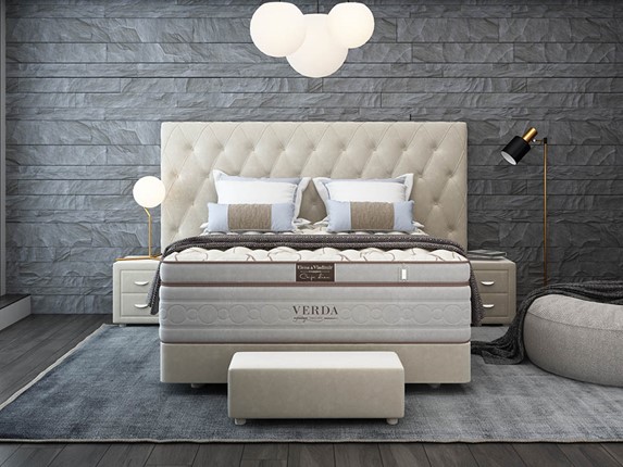 Кровать 2-спальная Luxe/Podium M 160х200, Флок (Велсофт Бежевый) в Элисте - изображение