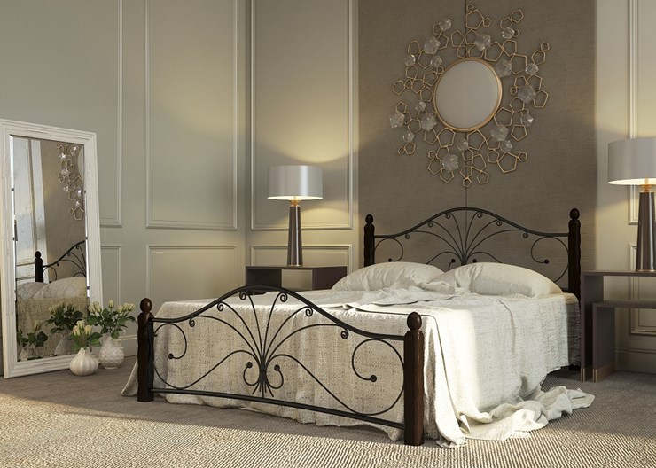 Кровать полутороспальная Фортуна 1, 1400, черный/шоколад в Элисте - изображение 2