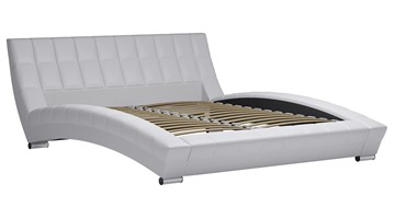 Спальная кровать Оливия 160 арт. Марика 483 к/з (белый) с основанием в Элисте - предосмотр 1