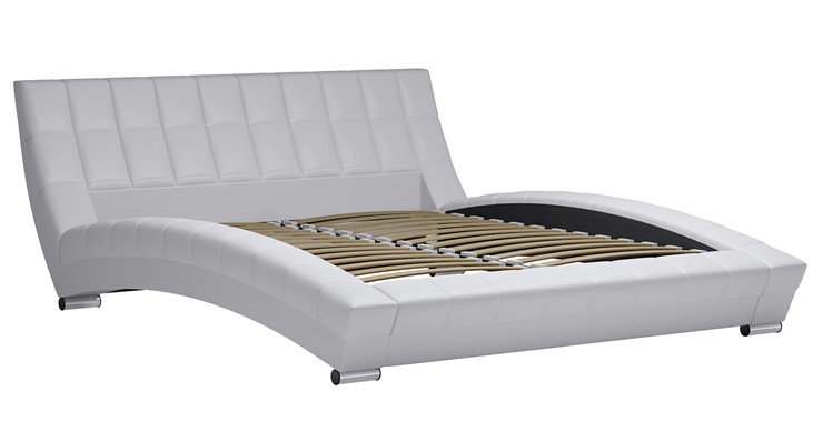 Спальная кровать Оливия 160 арт. Марика 483 к/з (белый) с основанием в Элисте - изображение 1