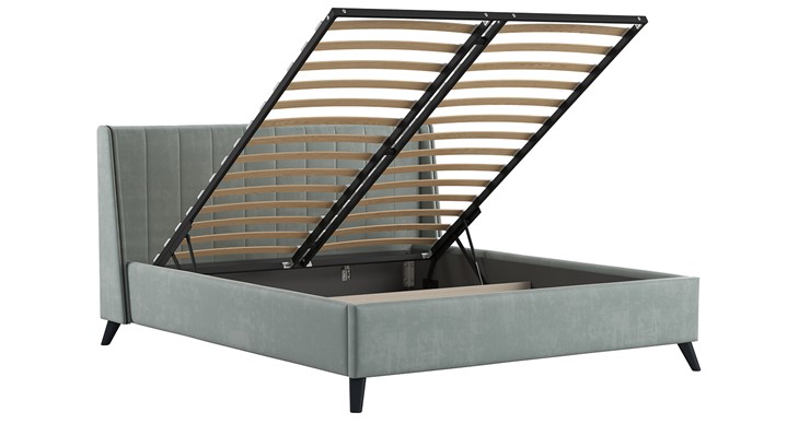 Двуспальная кровать с механизмом Мелисса 160,арт. Тори 61 велюр (серебристый серый) в Элисте - изображение 2
