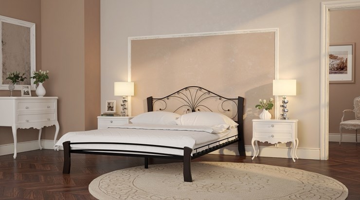 Кровать полутороспальная Фортуна 4 Лайт, 1200, черный/шоколад в Элисте - изображение 2