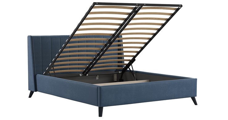 Кровать с механизмом Мелисса 180,арт. Тори 83 велюр (серо-синий) + кроватное дно в Элисте - изображение 2