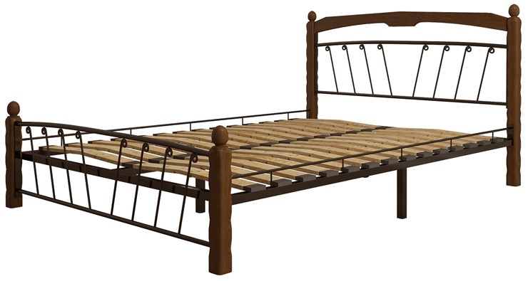 Полуторная кровать Муза 1, 1400, черный/махагон в Элисте - изображение 1