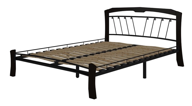 Полуторная кровать Муза 4 Лайт, 1400, черный/шоколад в Элисте - изображение 1