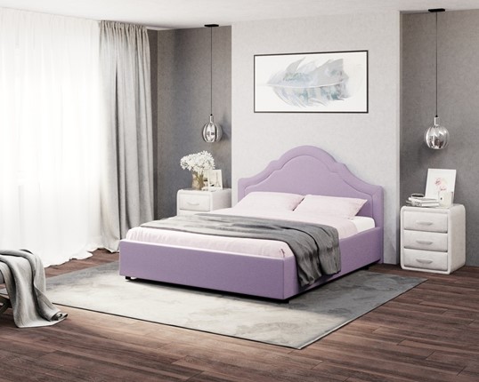 Кровать двуспальная Vintage 180х200, Велюр (Forest 741 Светло-фиолетовый) в Элисте - изображение