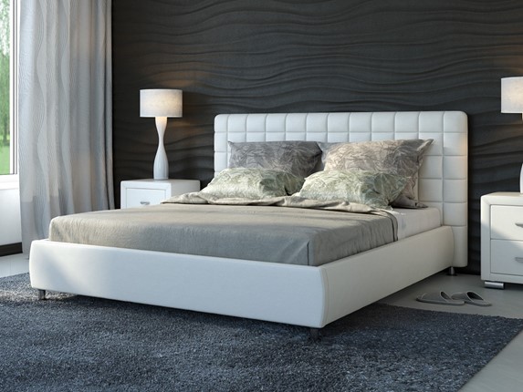 Кровать Corso-3 160х200, Экокожа (Белый) в Элисте - изображение