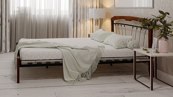 Кровать Муза 4 Лайт, 1400, черный/махагон в Элисте - изображение