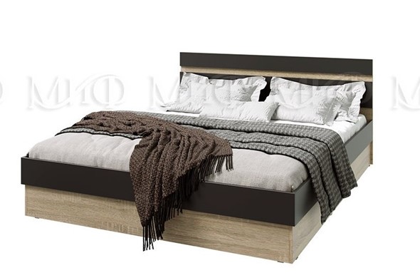 Кровать 1.5-спальная Ким 140, Графит софт, сонома в Элисте - изображение