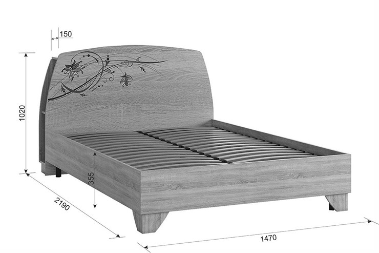 Полуторная кровать Виктория-1 1.4, Дуб сонома в Элисте - изображение 4