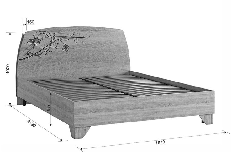Кровать Виктория-1 1.6, Дуб сонома в Элисте - изображение 4