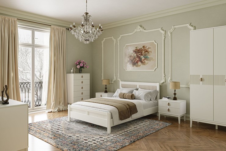 Кровать 2-спальная Фрида (белый античный) 180х200 в Элисте - изображение 2