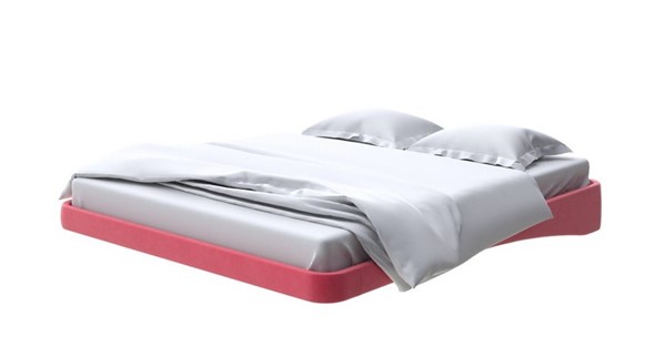 Парящая кровать 160х200, Велюр (Forest 13 Красный) в Элисте - изображение