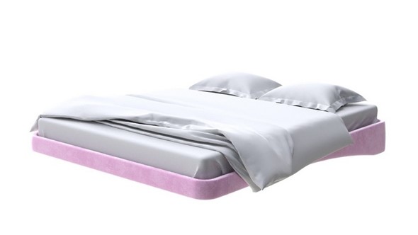 Кровать двуспальная парящая 200х200, Велюр (Лофти Сиреневый) в Элисте - изображение