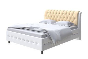Полутороспальная кровать Como (Veda) 4 140х200, Экокожа (Белый/Айвори) в Элисте