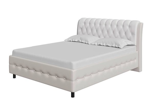 Полутороспальная кровать Como (Veda) 4 140х200, Экокожа (Кремовый с белым) в Элисте - изображение