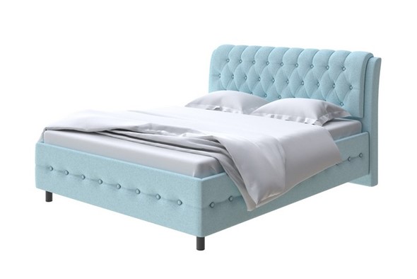 Кровать 1,5-спальная Como (Veda) 4 140х200, Велюр (Scandi Cotton 20 Голубой Лед) в Элисте - изображение