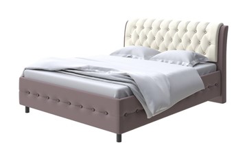 Полутороспальная кровать Como (Veda) 4 160х200, Экокожа (Коричневый с кремовым) в Элисте