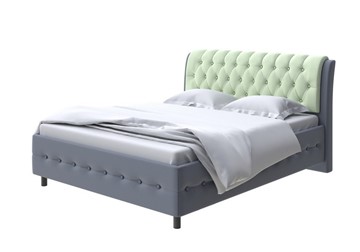 Полутороспальная кровать Como (Veda) 4 160х200, Экокожа (Темно-синий/Зеленое яблоко) в Элисте