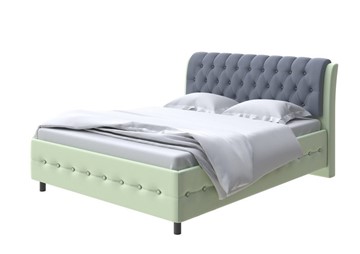 Кровать 1,5-спальная Como (Veda) 4 160х200, Экокожа (Зеленое яблоко/Темно-синий) в Элисте