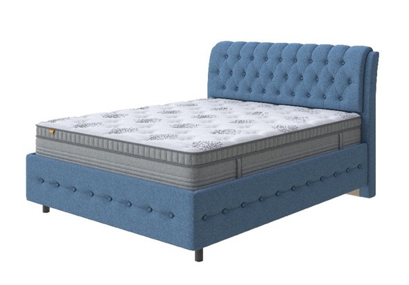 Полутороспальная кровать Como (Veda) 4 Grand 160х200, Искусственная шерсть (Лама Индиго) в Элисте - изображение
