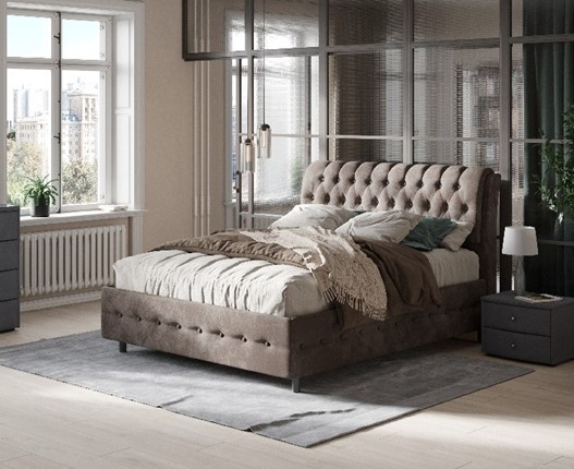 1,5-спальная кровать Como (Veda) 4 Grand 160х200, Велюр (Casa Кофейный) в Элисте - изображение