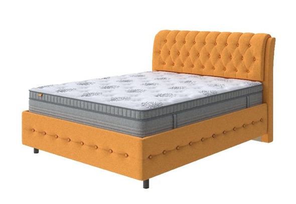 1,5-спальная кровать Como (Veda) 4 Grand 160х200, Велюр (Scandi Cotton 18 Шафран) в Элисте - изображение