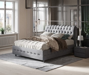 1,5-спальная кровать Como (Veda) 4 Grand 160х200, Велюр (Ultra Осенний туман) в Элисте