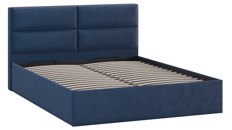 Двуспальная кровать с механизмом Глосс Тип 1 (Микровелюр Wellmart Blue) в Элисте - изображение 2
