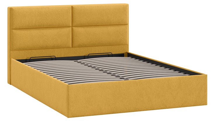Кровать с механизмом двуспальная Глосс Тип 1 (Микровелюр Wellmart Yellow) в Элисте - изображение 2
