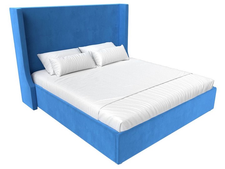 Кровать с механизмом 2-спальная Ларго 160, Голубой (Велюр) в Элисте - изображение 2