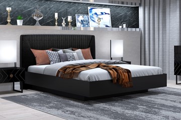 Кровать с механизмом 1.5-спальная Марсель-11 (Черный, ткань Fenix black) 1400 в Элисте - предосмотр 2
