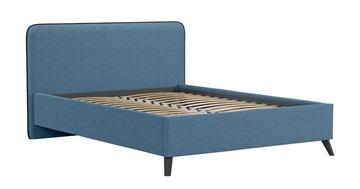 Кровать с механизмом Миа, 140 Bravo blue (светло-синий) / кант Лайт 10 Велюр (коричневый) + кроватное дно в Элисте - предосмотр 1