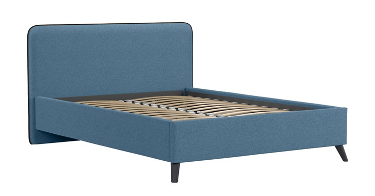 Кровать с механизмом Миа, 140 Bravo blue (светло-синий) / кант Лайт 10 Велюр (коричневый) + кроватное дно в Элисте - изображение 1