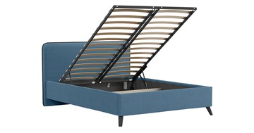 Кровать с механизмом Миа, 140 Bravo blue (светло-синий) / кант Лайт 10 Велюр (коричневый) + кроватное дно в Элисте - предосмотр 2