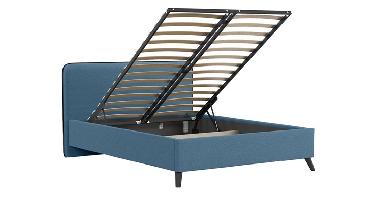 Кровать с механизмом Миа, 140 Bravo blue (светло-синий) / кант Лайт 10 Велюр (коричневый) + кроватное дно в Элисте - изображение 2