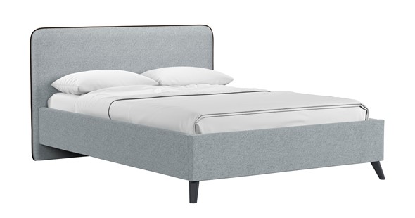 Кровать с механизмом Миа, 140 Bravo grey (серый) / кант Лайт 10 Велюр (коричневый) + кроватное дно в Элисте - изображение