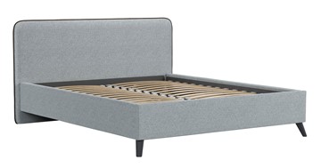 Кровать с механизмом Миа, 160 Bravo grey (серый) / кант Лайт 10 Велюр (коричневый) + кроватное дно в Элисте - предосмотр 1